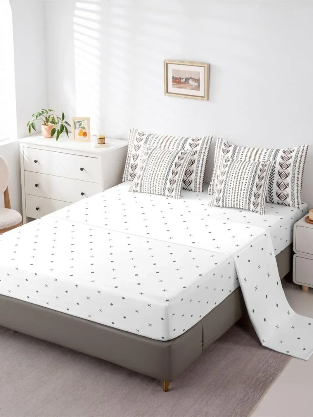 Boho 7 Piece Bedding Set Queen Size Country Western Comforter Set for Teens Kids